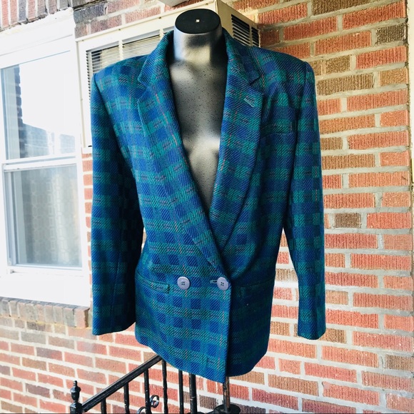 Vintage Jackets & Blazers - Vintage Bernard Holtzman Wool Plaid Blazer